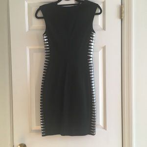 Bailey 44 Black Midi Dress with Silver Detail, S